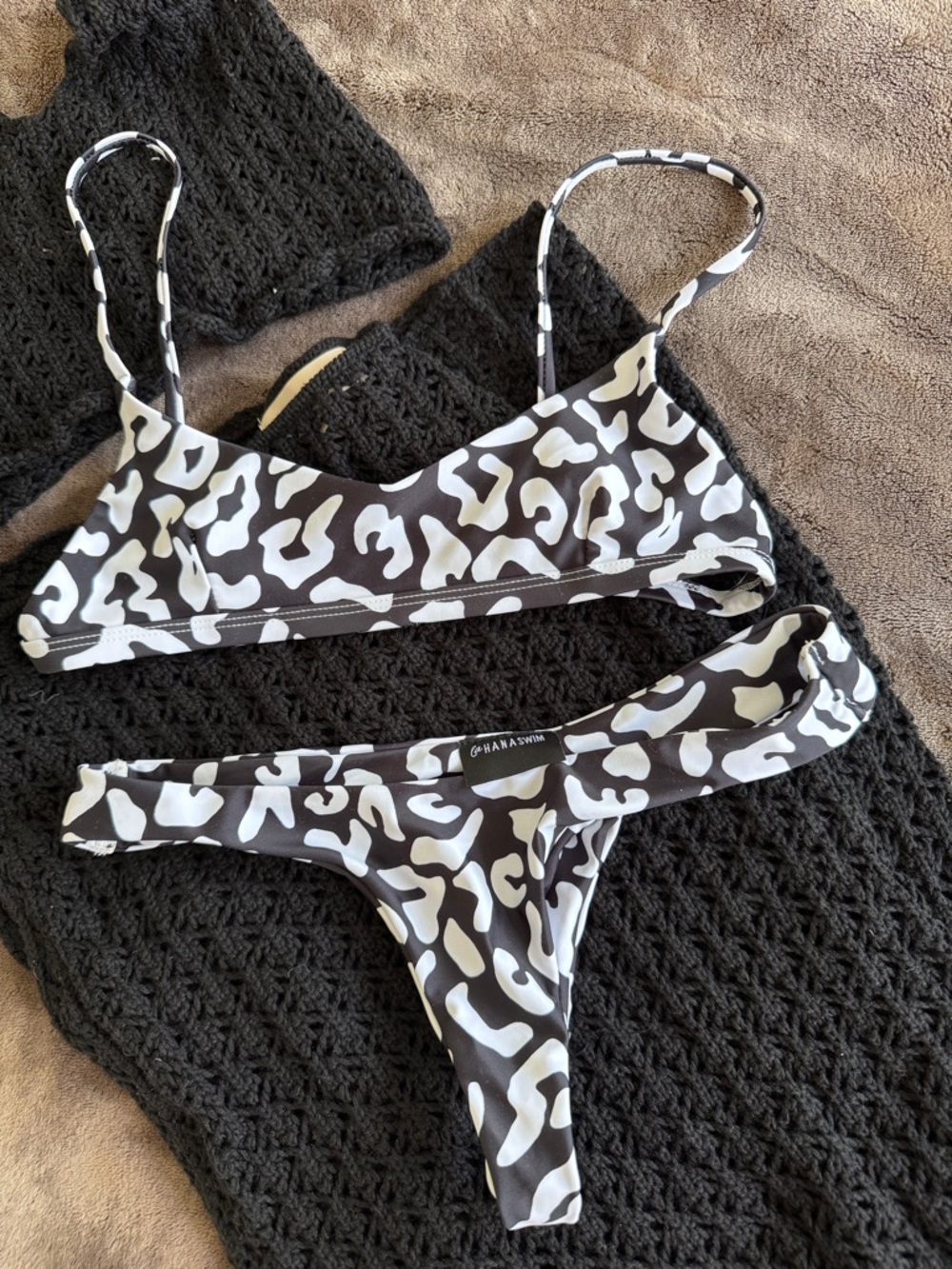 Lahana Swim Black & White Animal Print Bikini Set